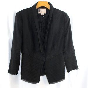 Fleur Wood Womens Black Tencel 3/4 Sleeve One Button Tiered Trim Jacket 10